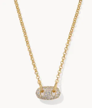 Bailey Gold Pave Short Pendant Necklace in White Crystal