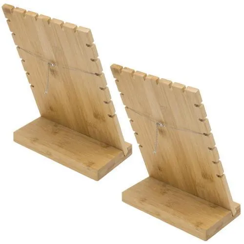 Bamboo & White Panel Jewelry/Necklace Display, Set of 2