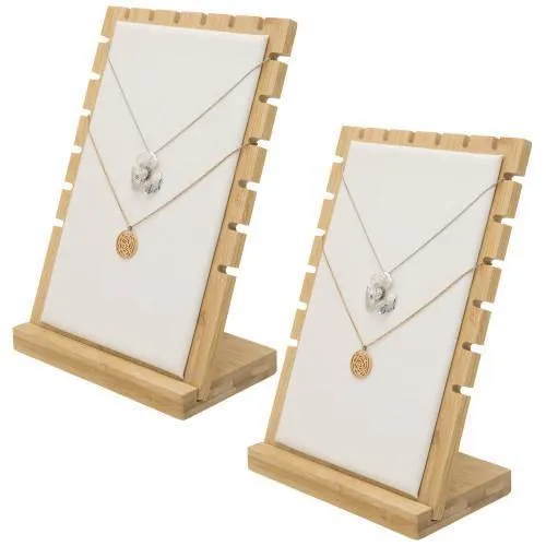 Bamboo & White Panel Jewelry/Necklace Display, Set of 2