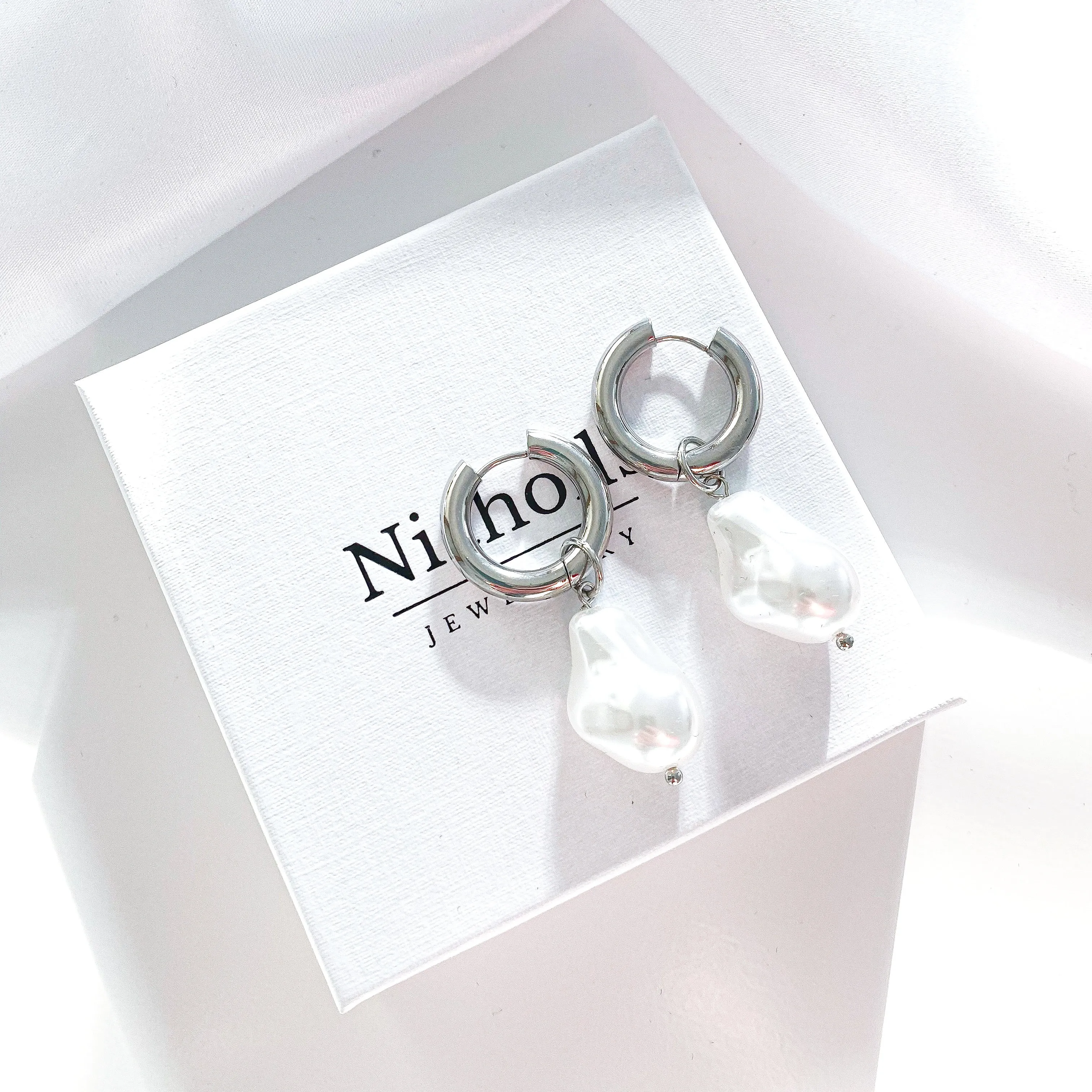 Baroque Pearl Earrings Silver