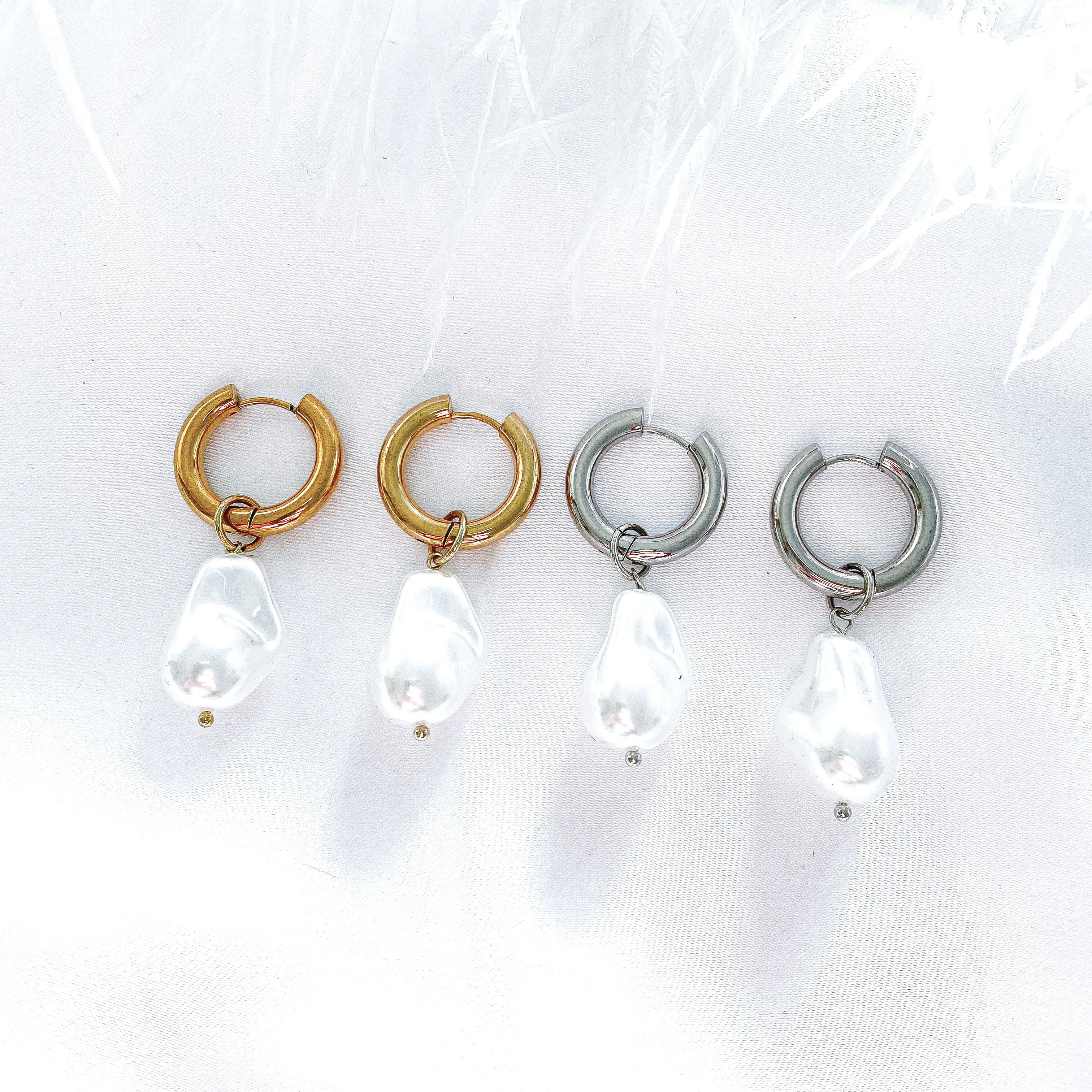 Baroque Pearl Earrings Silver