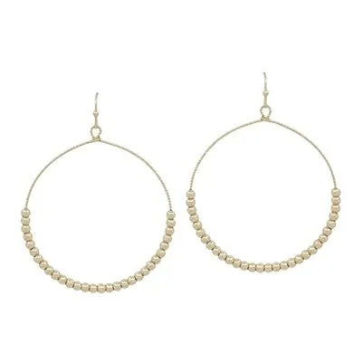 Beaded Gold Circle Hoop Earrings