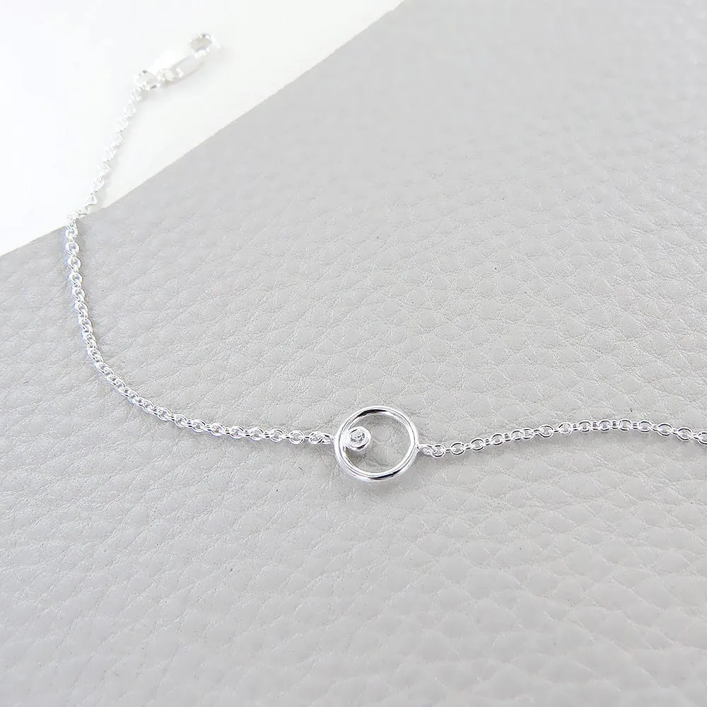 Bezel Set CZ Circle Bracelet