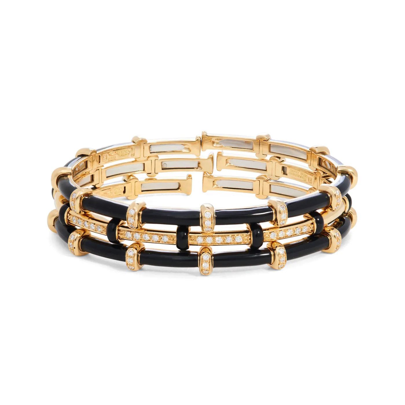 Black Enamel Carly Bracelet with Diamonds