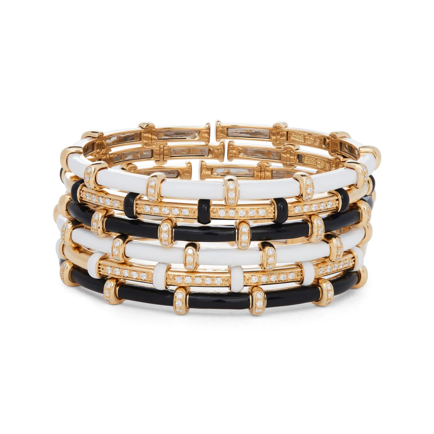 Black Enamel Carly Bracelet with Diamonds