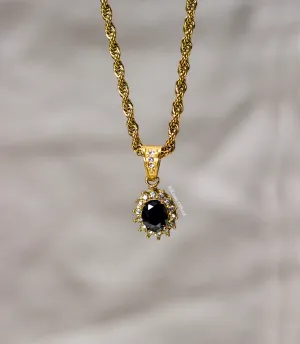Black Gemstone Pendant - Gold