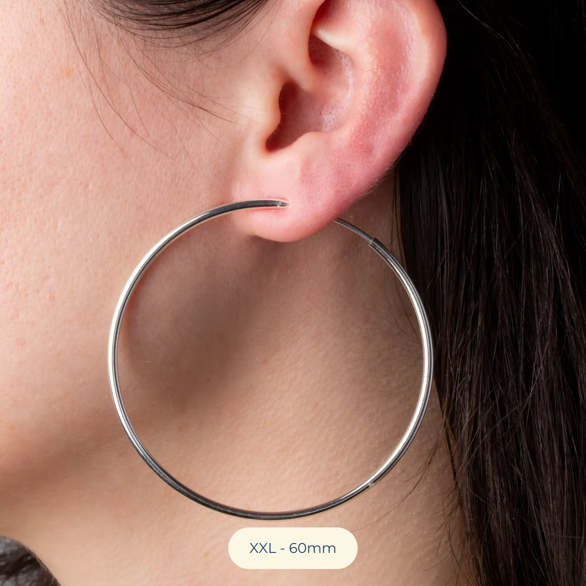 Black Spring Clip On Hoop Earrings