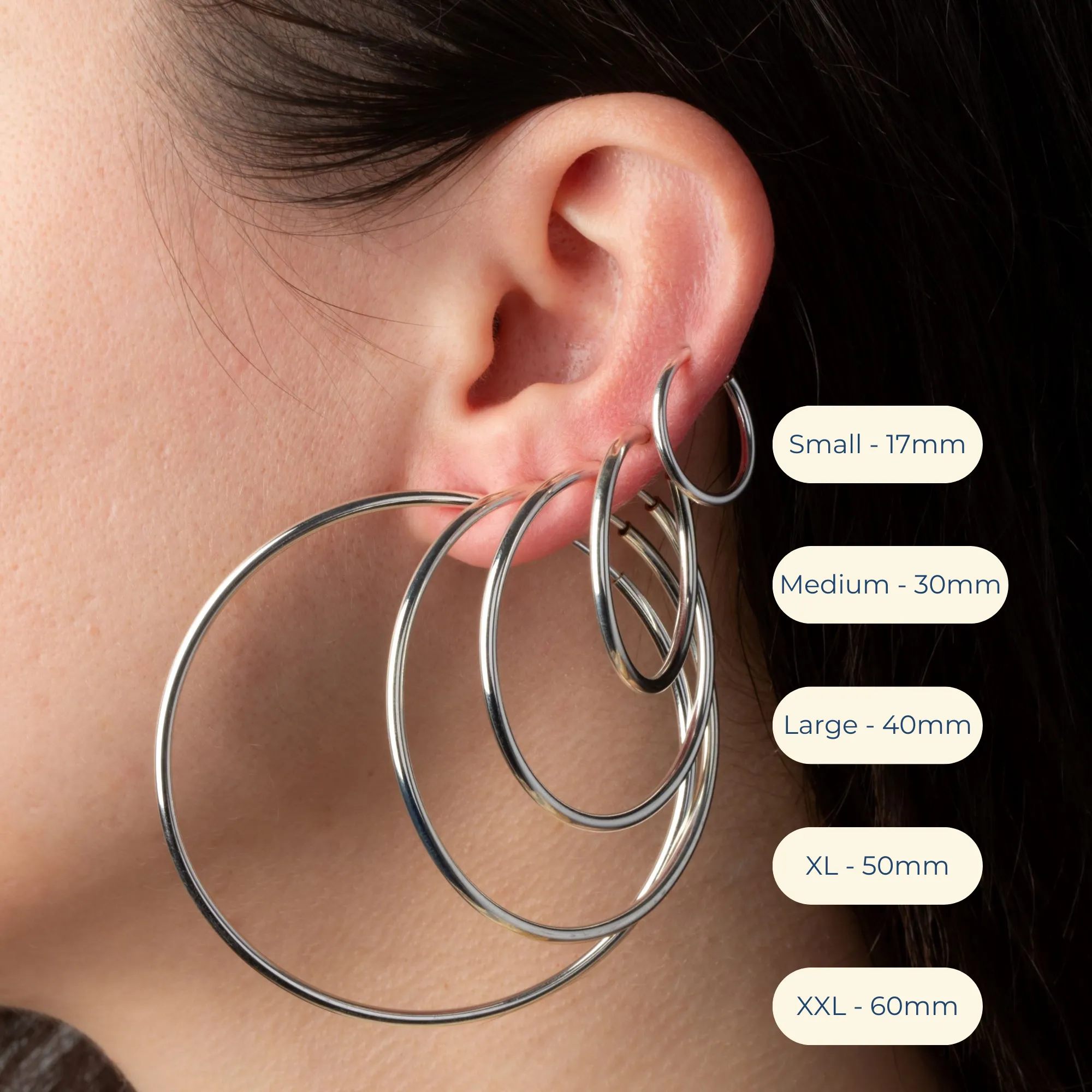 Black Spring Clip On Hoop Earrings