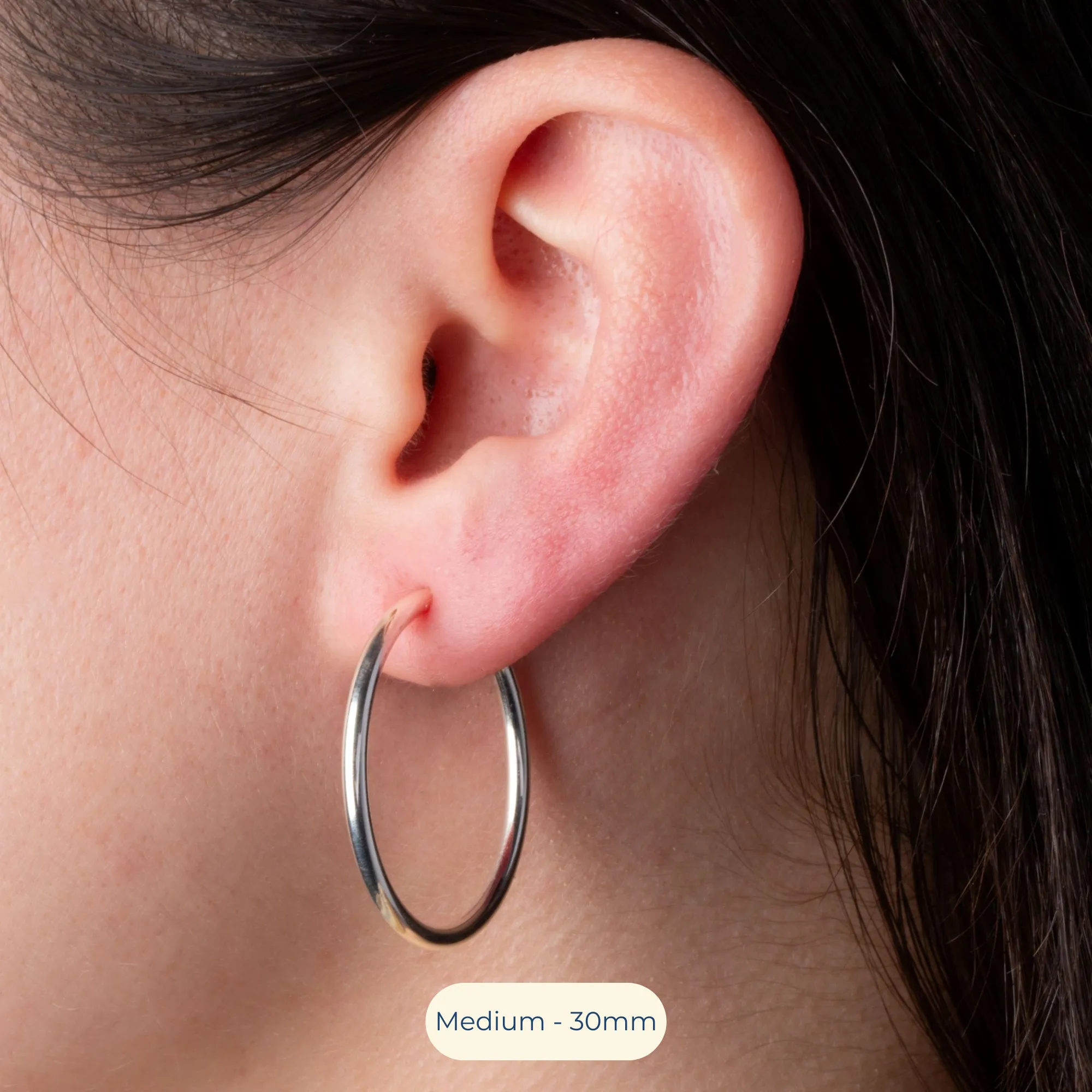 Black Spring Clip On Hoop Earrings
