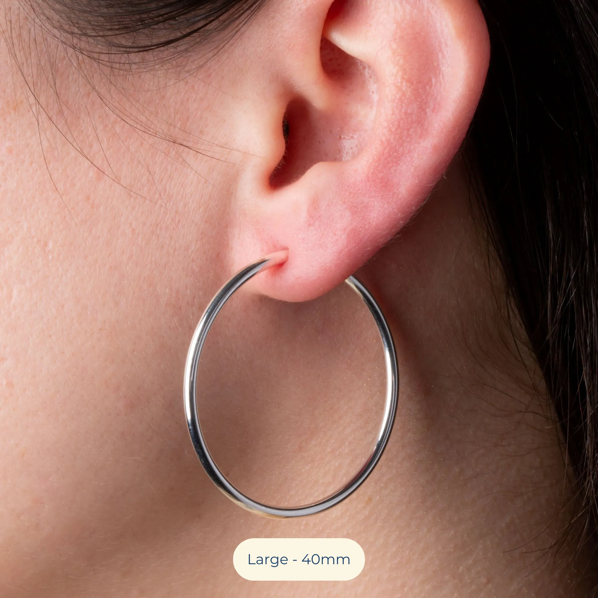 Black Spring Clip On Hoop Earrings