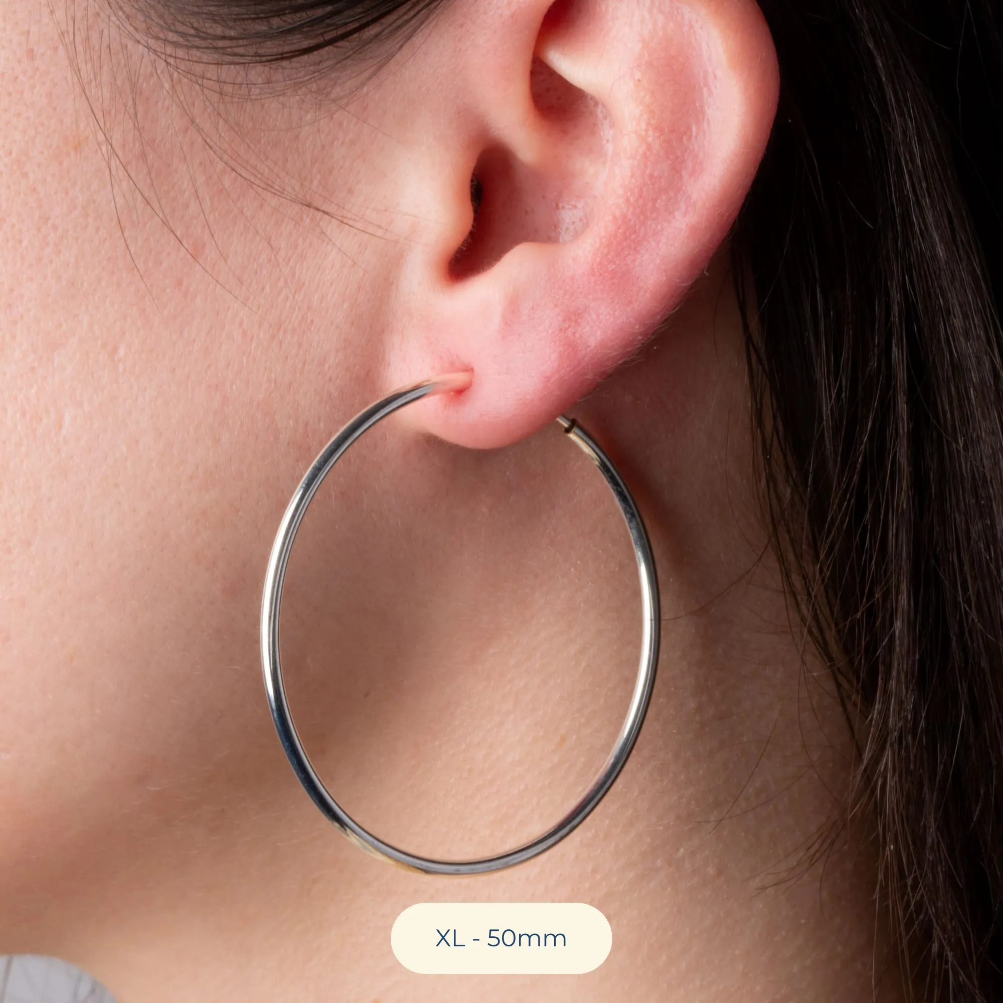 Black Spring Clip On Hoop Earrings