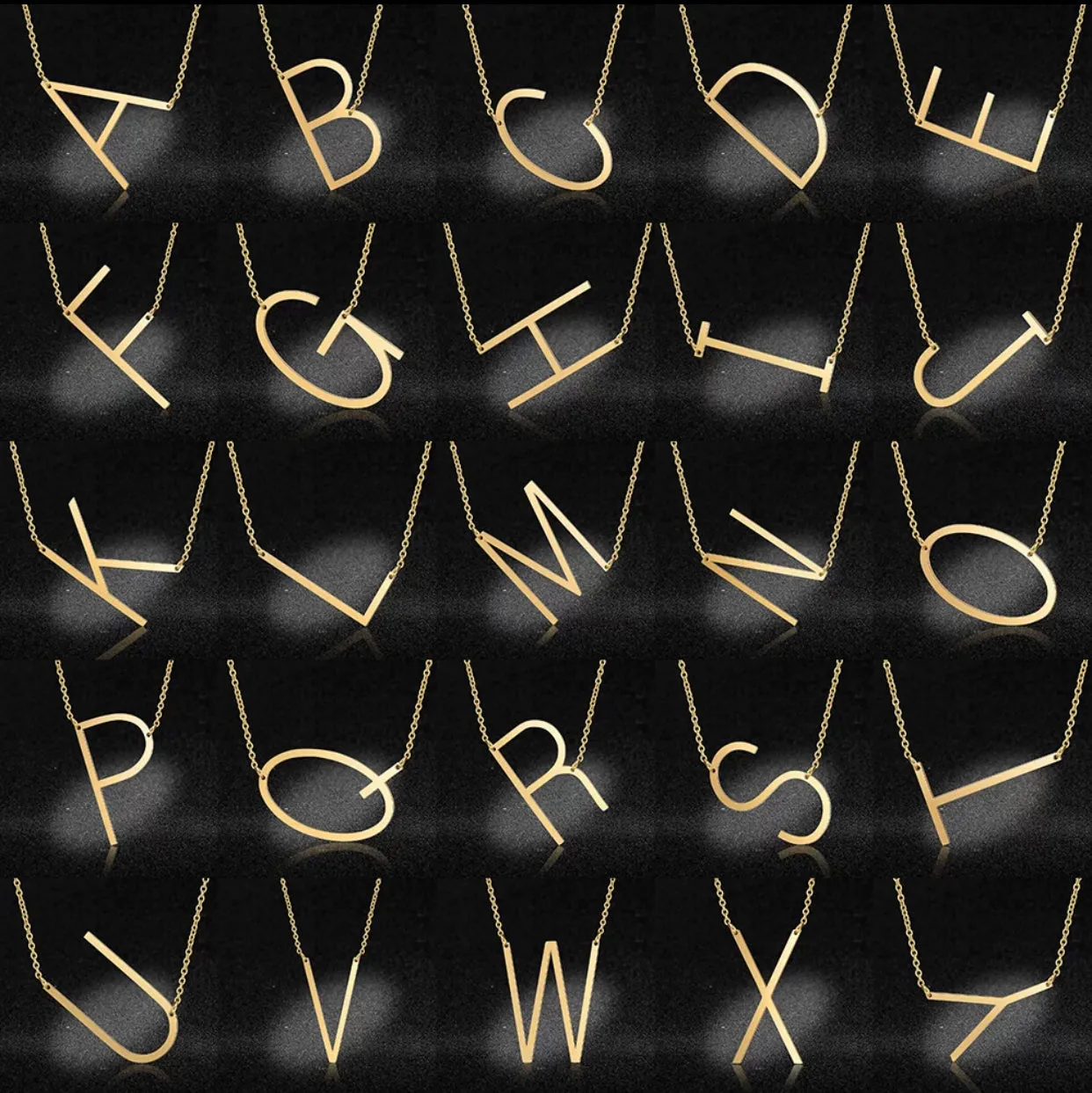 Block letters 18k Gold Plated Necklace