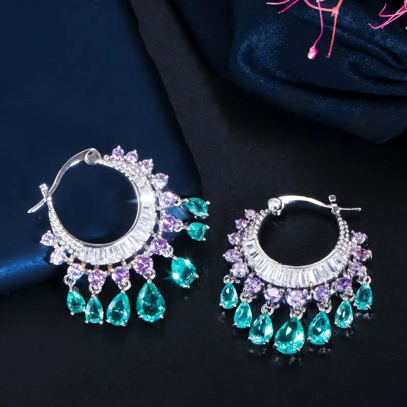Boho Multicolor Tassel Hoop Earrings for Women