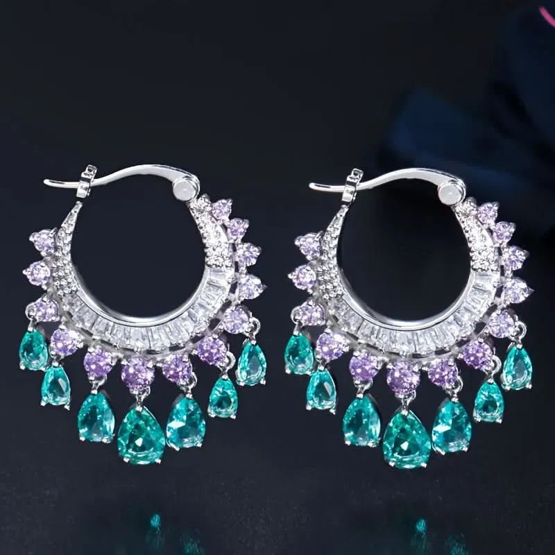 Boho Multicolor Tassel Hoop Earrings for Women