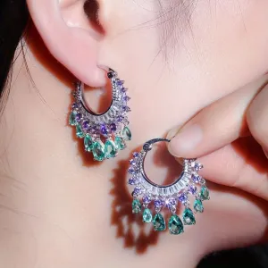 Boho Multicolor Tassel Hoop Earrings for Women