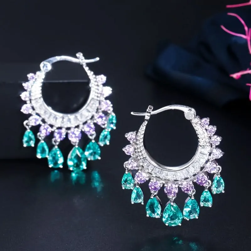 Boho Multicolor Tassel Hoop Earrings for Women