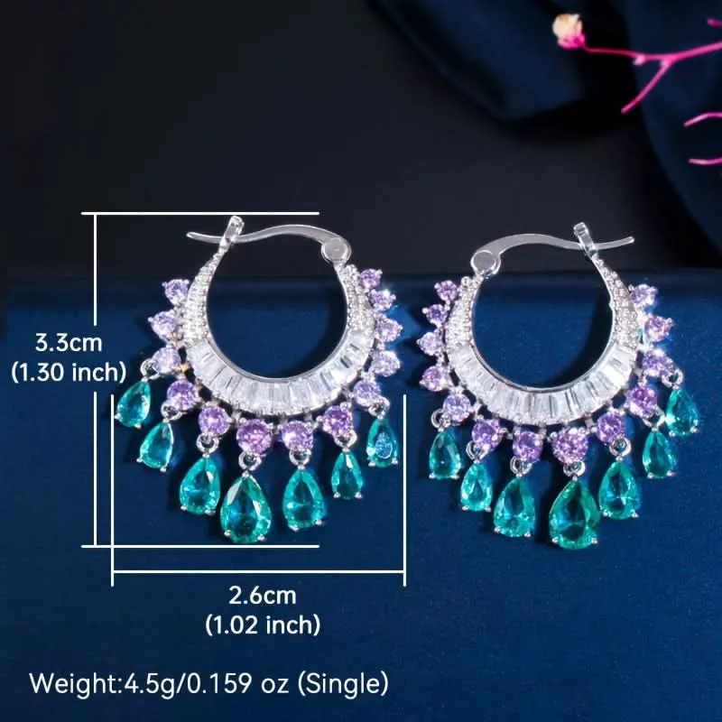 Boho Multicolor Tassel Hoop Earrings for Women