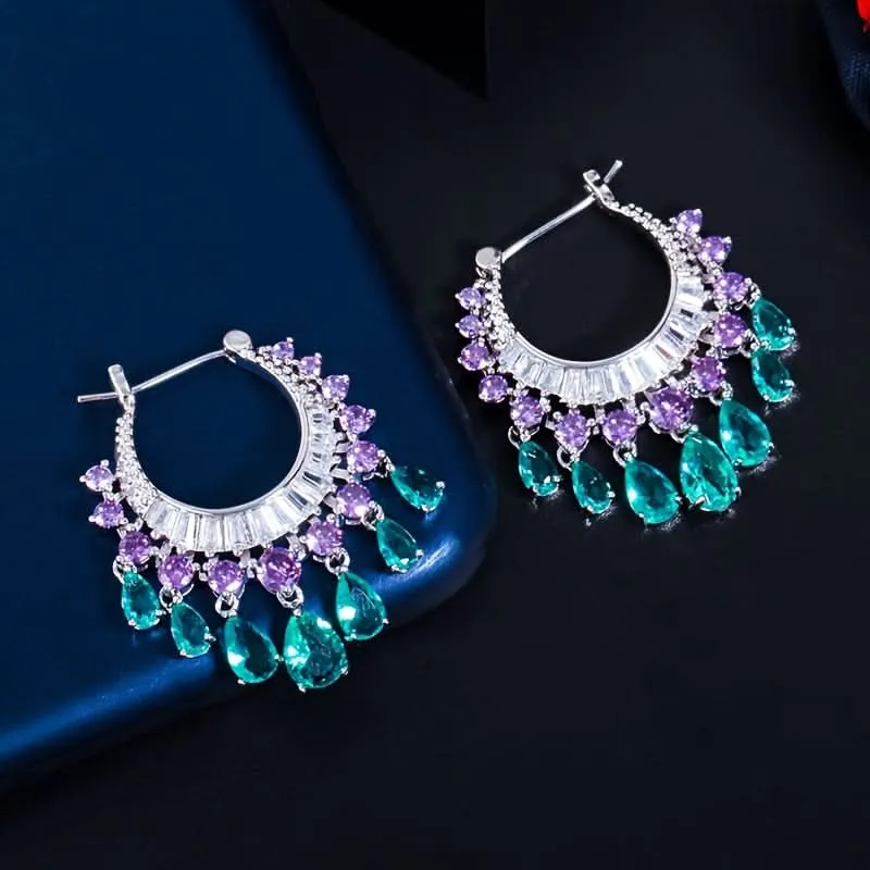 Boho Multicolor Tassel Hoop Earrings for Women