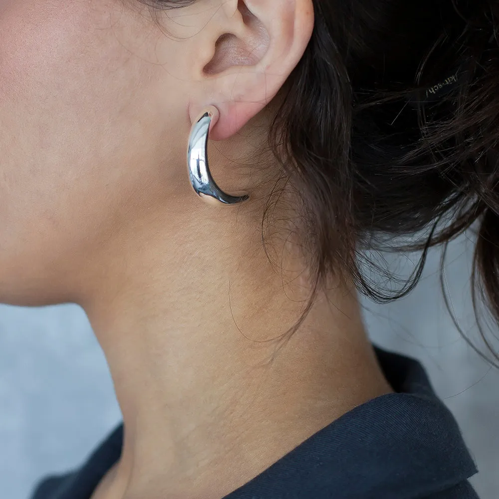 Bold Sterling Silver Half Hoop Earrings
