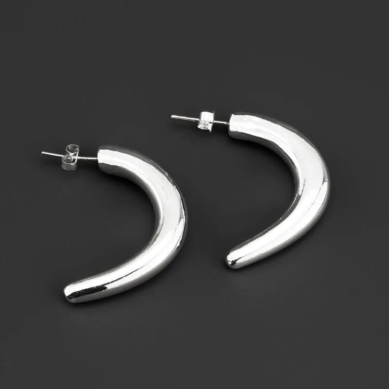 Bold Sterling Silver Half Hoop Earrings