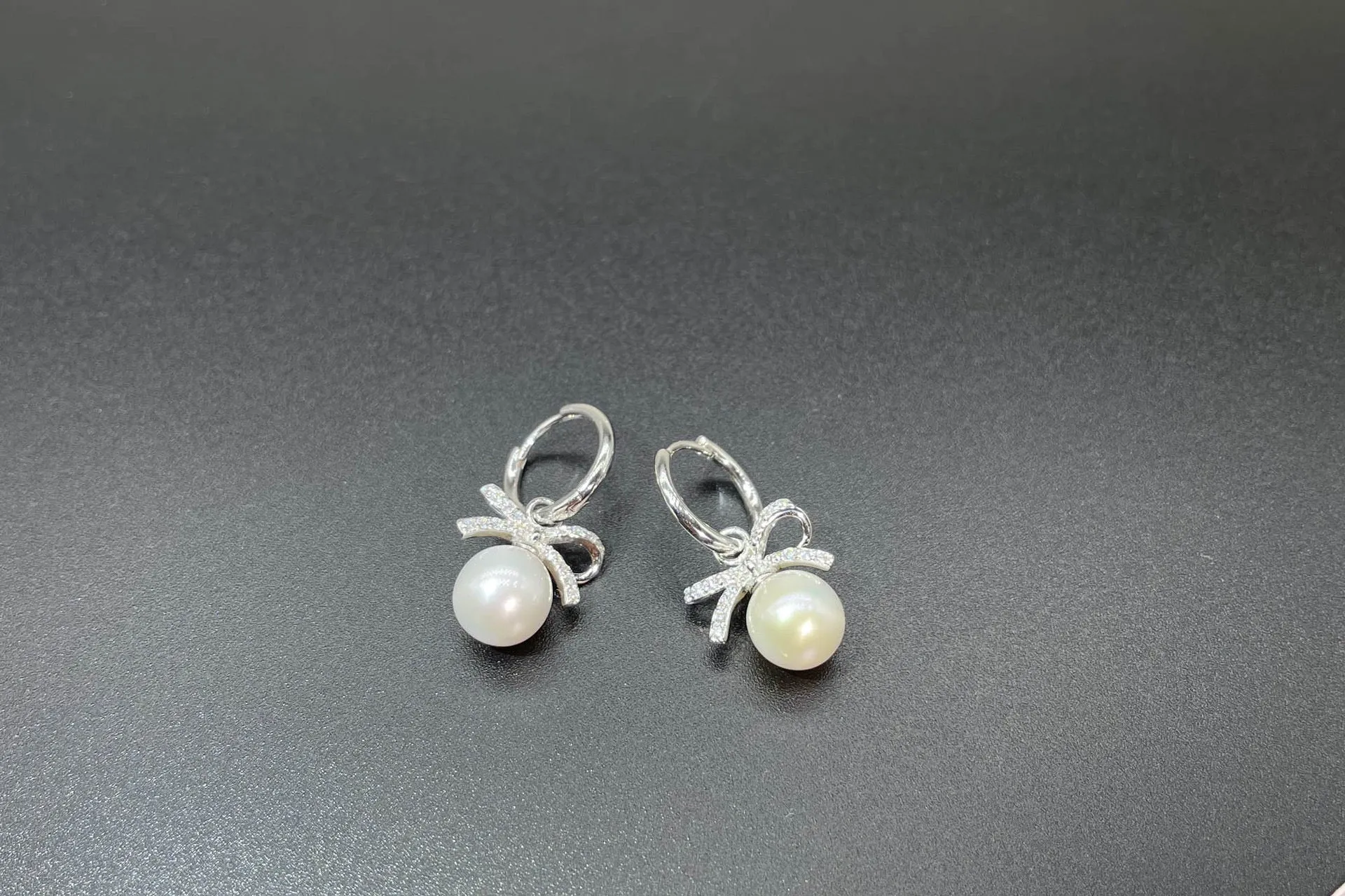 Bow Pearl Drop Earrings - Versatile with 925 Sliver