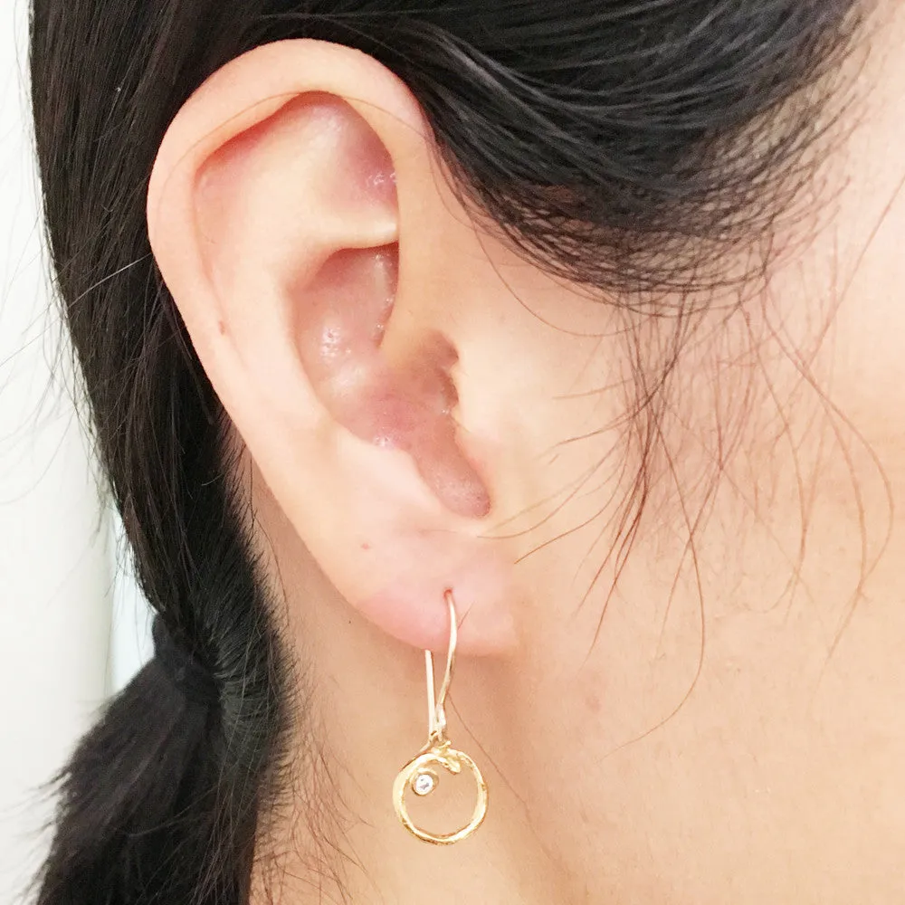 Branch Circle Seed Pod Solitaire Earrings