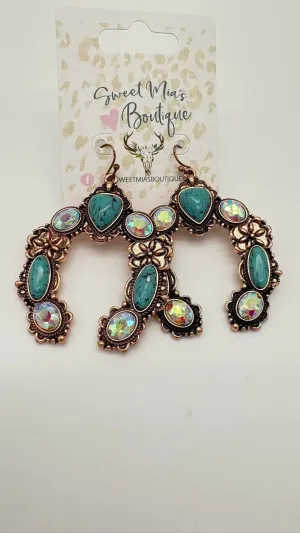 Bronze Turquoise Horseshoe Earring