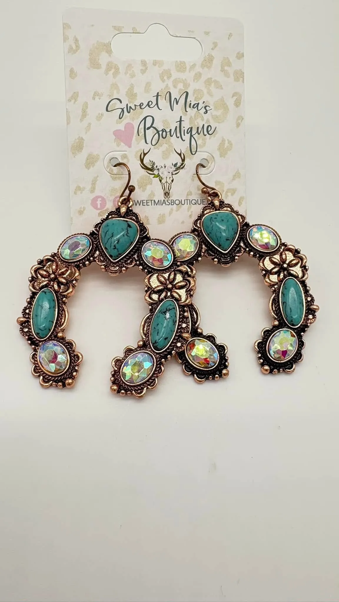 Bronze Turquoise Horseshoe Earring