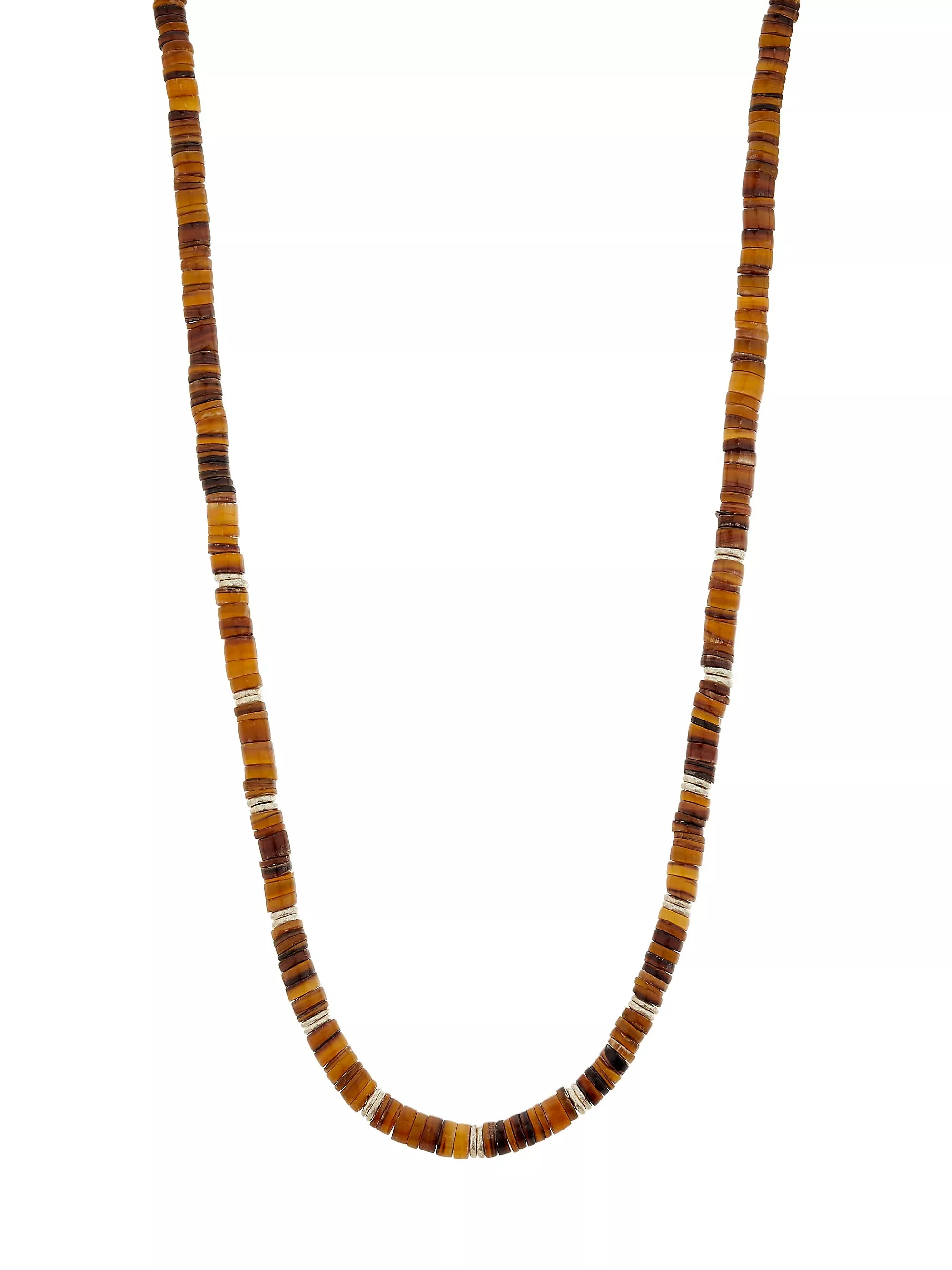 Brown Cognac Shell & Sterling Silver Necklace