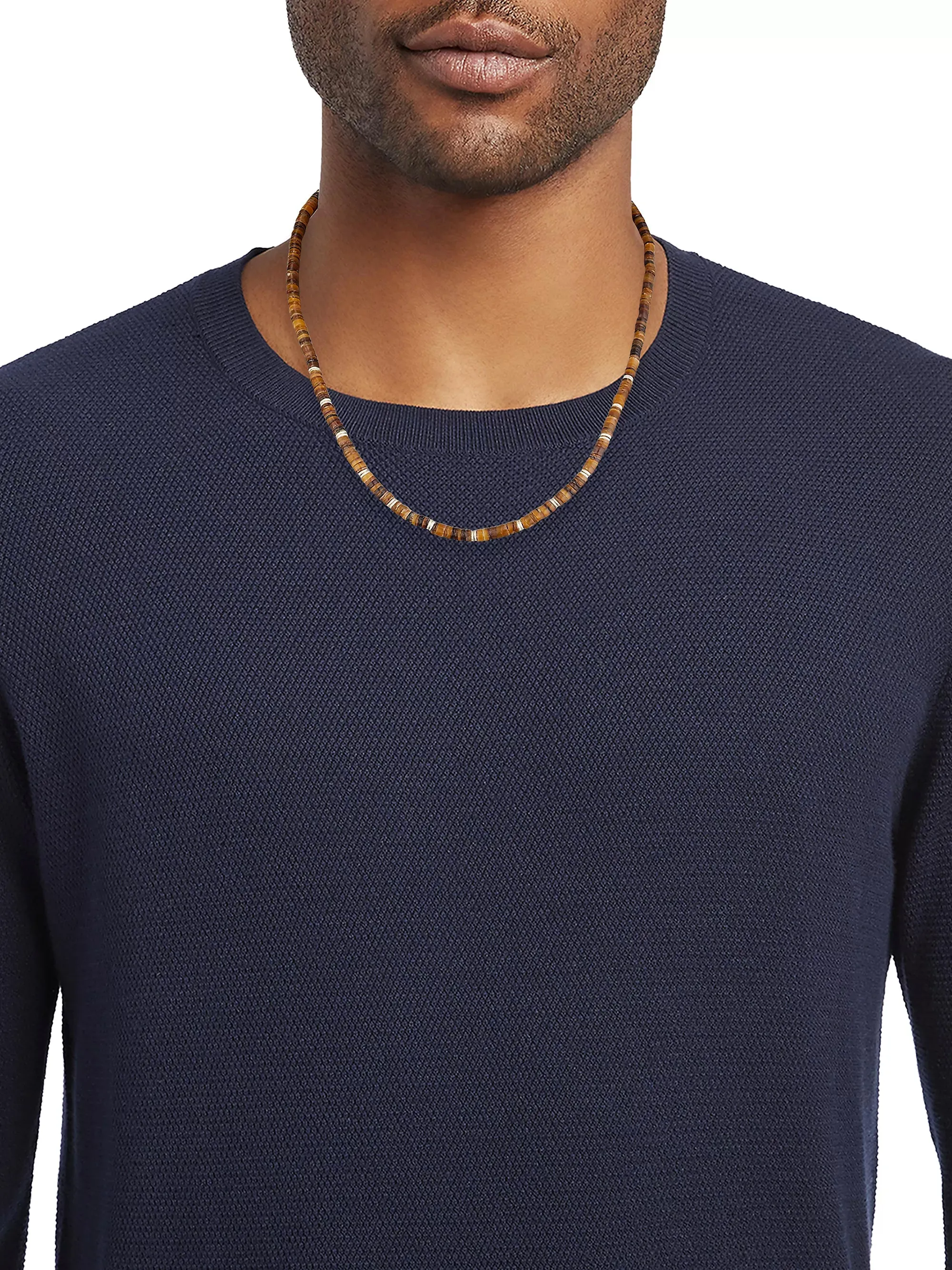 Brown Cognac Shell & Sterling Silver Necklace