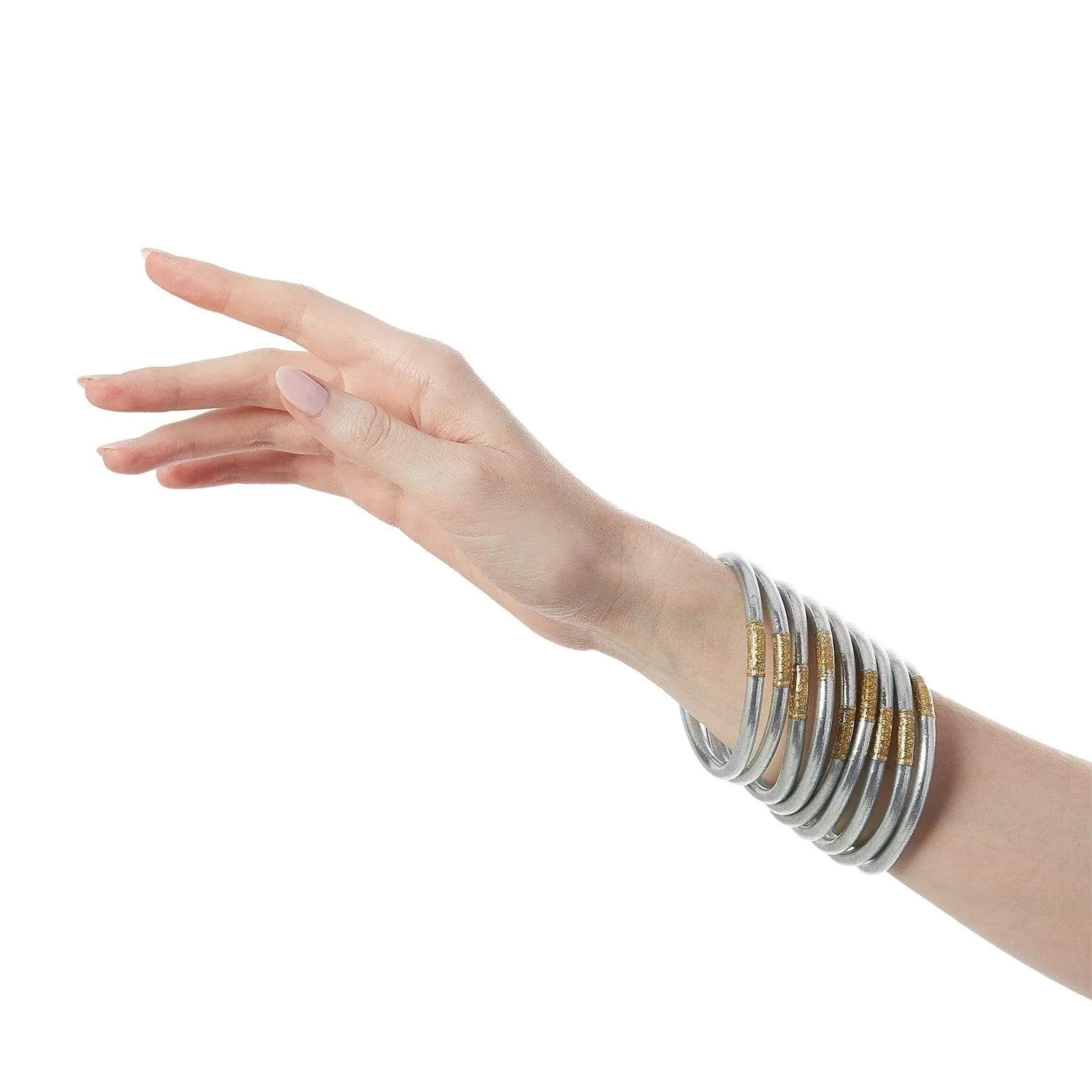 BuDhaGirl Silver all Weather Bangles® (AWB®) - Serenity Prayer