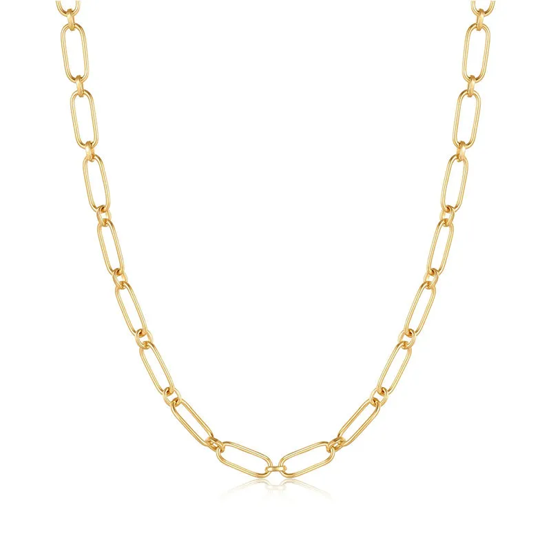 Cable Connect Sterling Silver Chunky Chain Necklace plated in 14K Gold