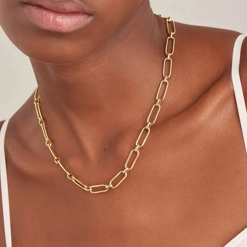 Cable Connect Sterling Silver Chunky Chain Necklace plated in 14K Gold