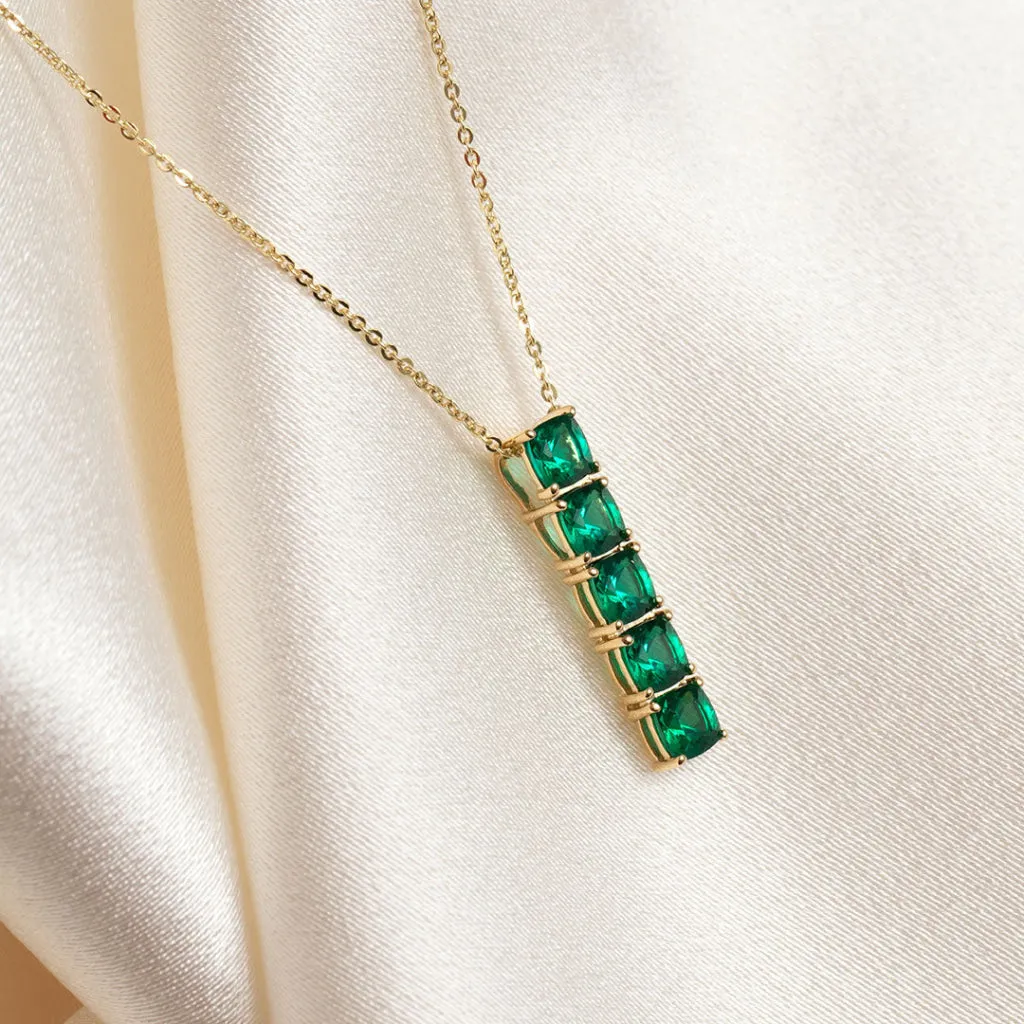 Carlow | 9ct Gold Lab Grown Emerald Necklace