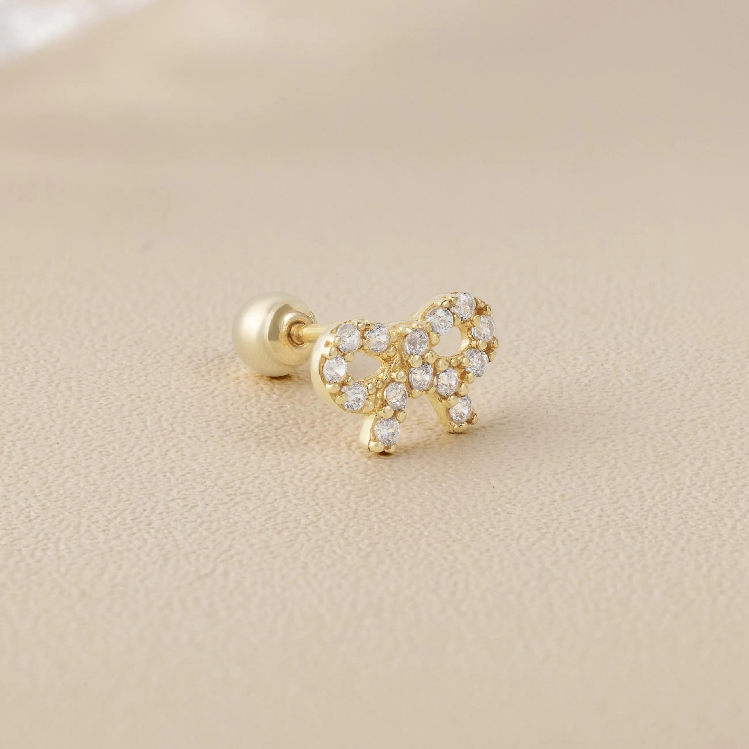Celeste Bow Piercing in Yellow Gold with Cubic Zirconia
