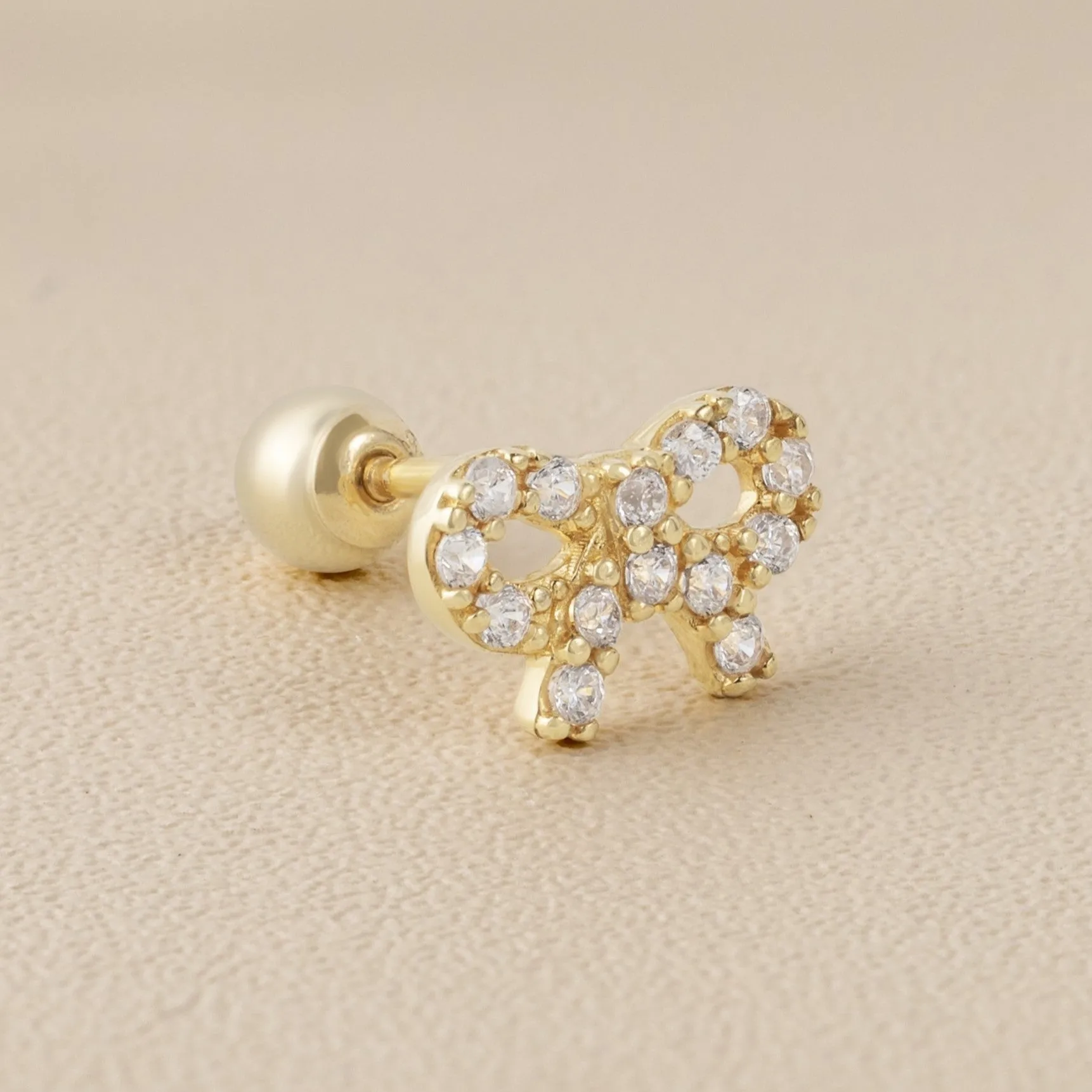Celeste Bow Piercing in Yellow Gold with Cubic Zirconia