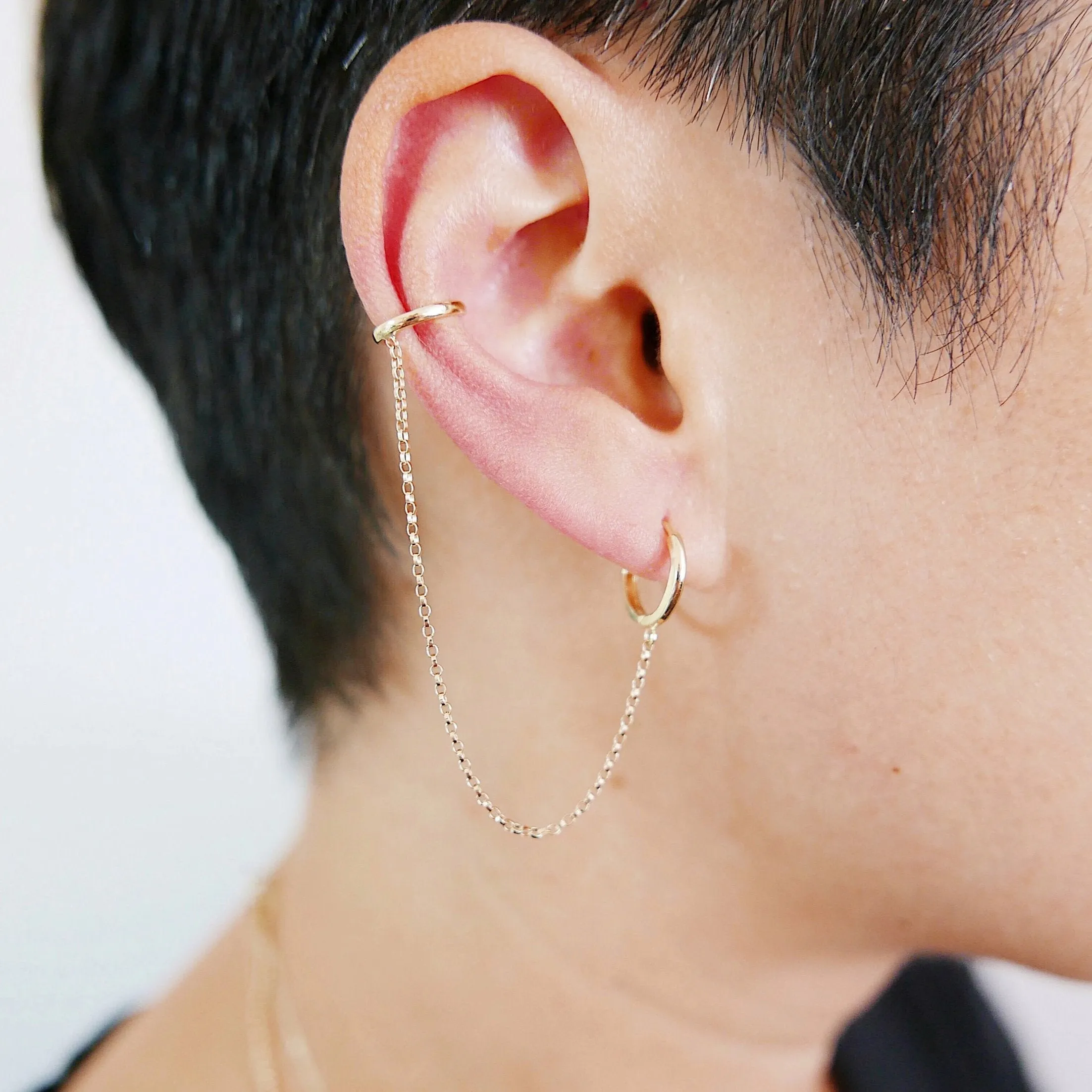 Chained Hoops Cuff Earring