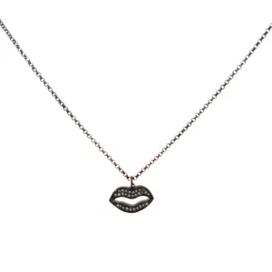 Charcoal Lip Pendant Necklace