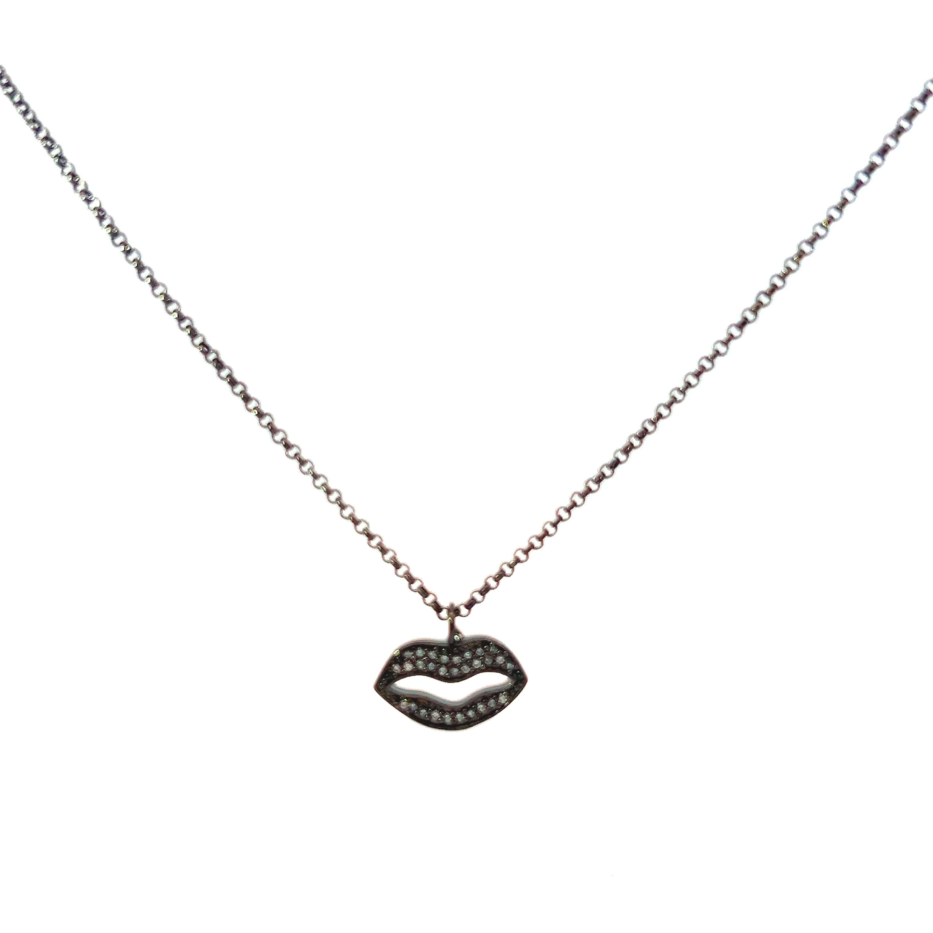 Charcoal Lip Pendant Necklace