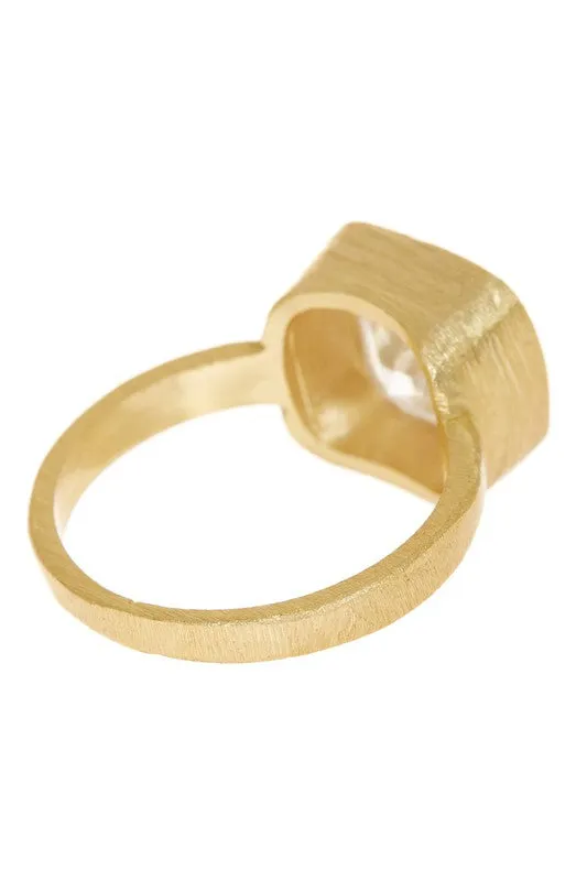 CHLOE CUBIC ZIRCONIA AND GOLD SQUARE RING