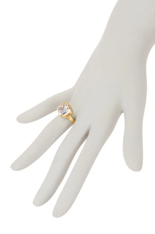 CHLOE CUBIC ZIRCONIA AND GOLD SQUARE RING