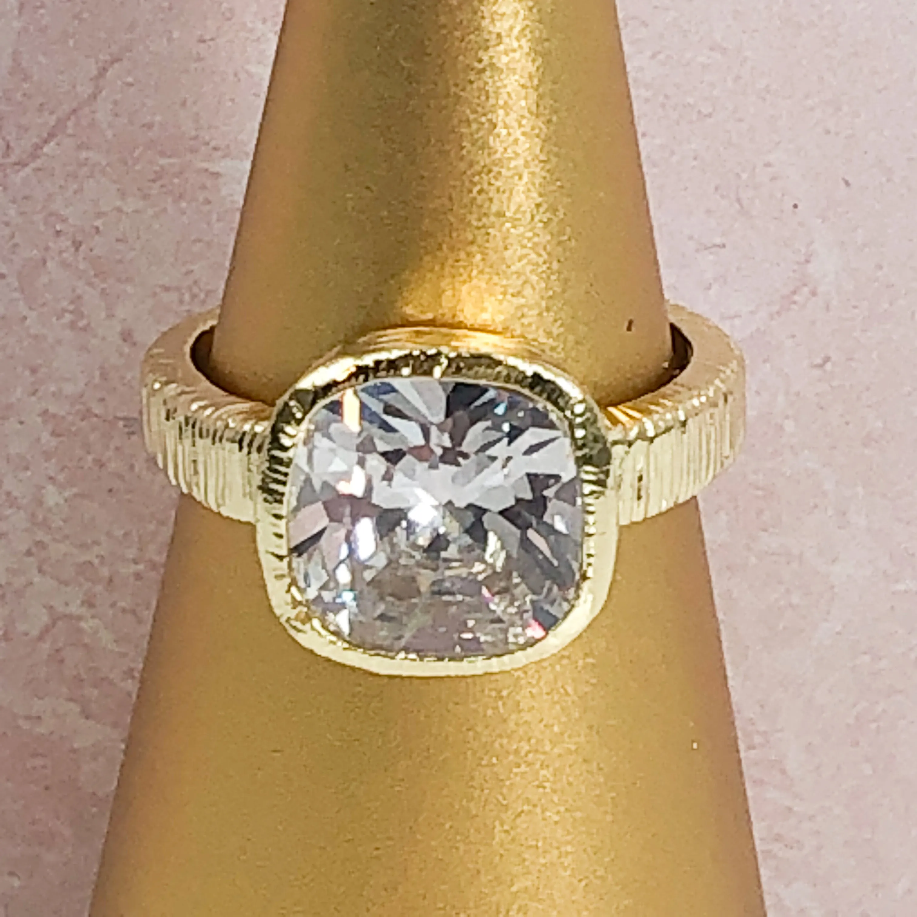 CHLOE CUBIC ZIRCONIA AND GOLD SQUARE RING