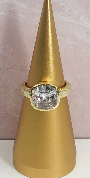 CHLOE CUBIC ZIRCONIA AND GOLD SQUARE RING