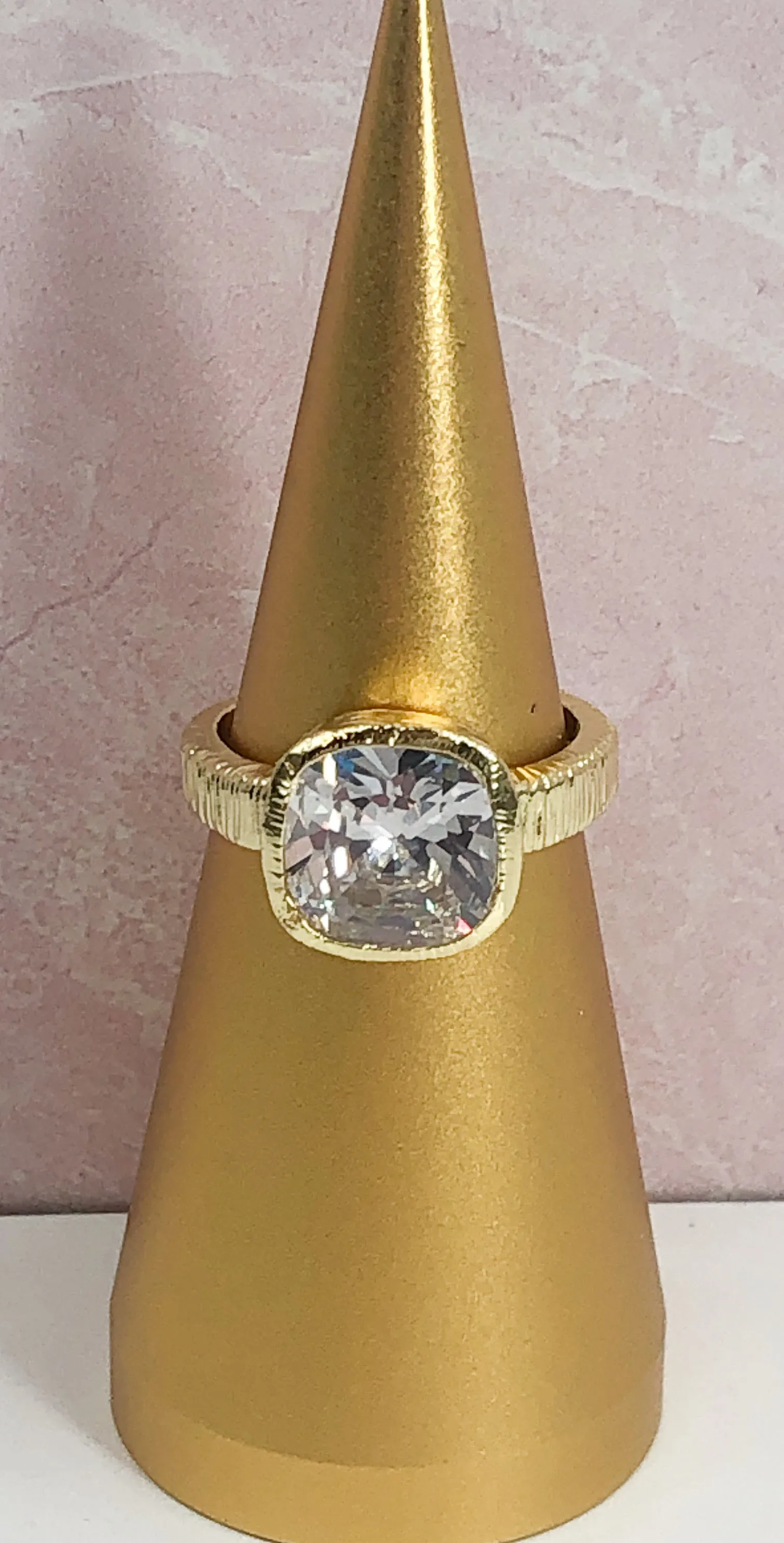 CHLOE CUBIC ZIRCONIA AND GOLD SQUARE RING