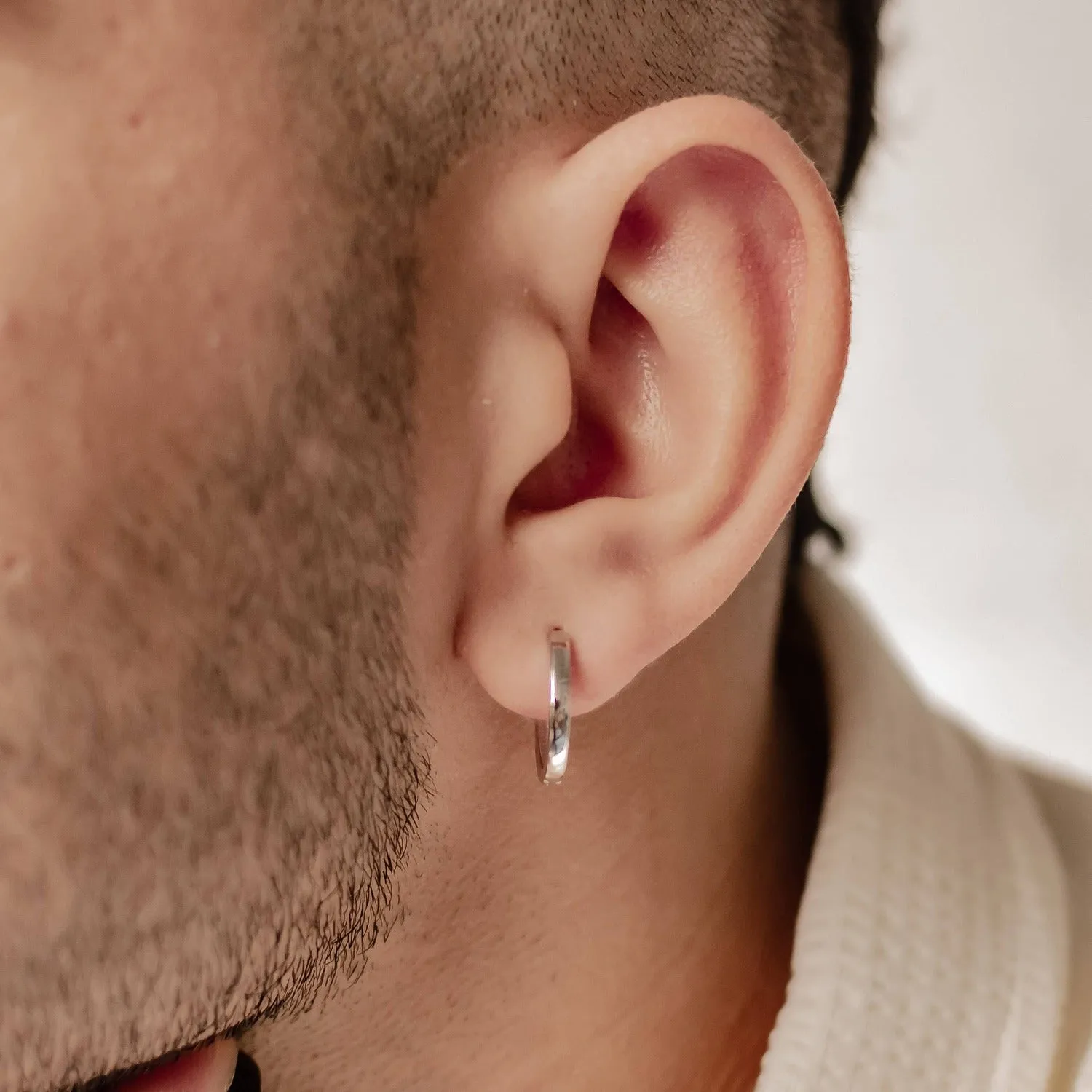 Classic Band Hoop Earrings Sterling Silver