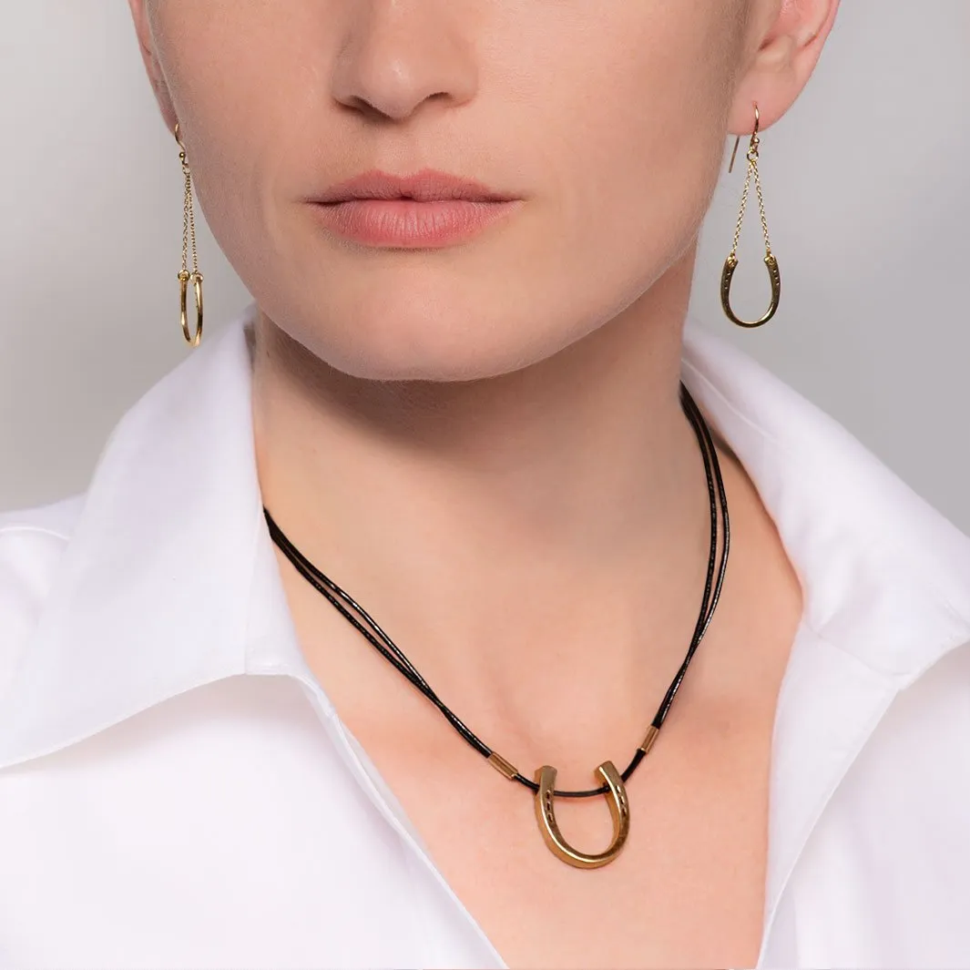 Classique - Horseshoe Chain Earring 14K Gold Vermeil Horseshoe Earring
