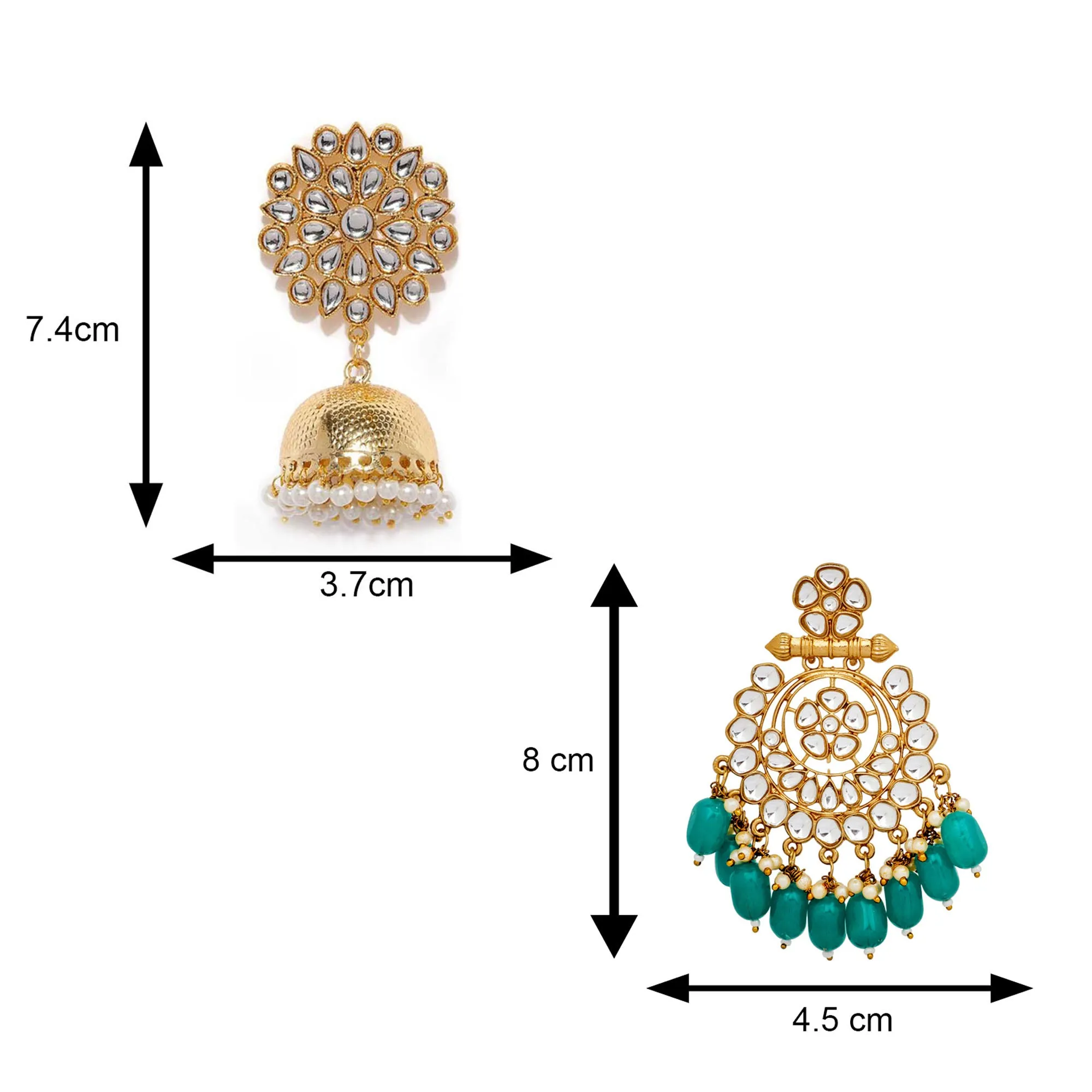 Combo of 2 Pairs of Traditional Dangler and Floral Jhumki Earrings