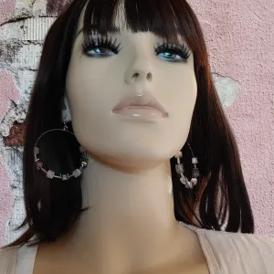 Cube Hoop Earrings Pink Mix