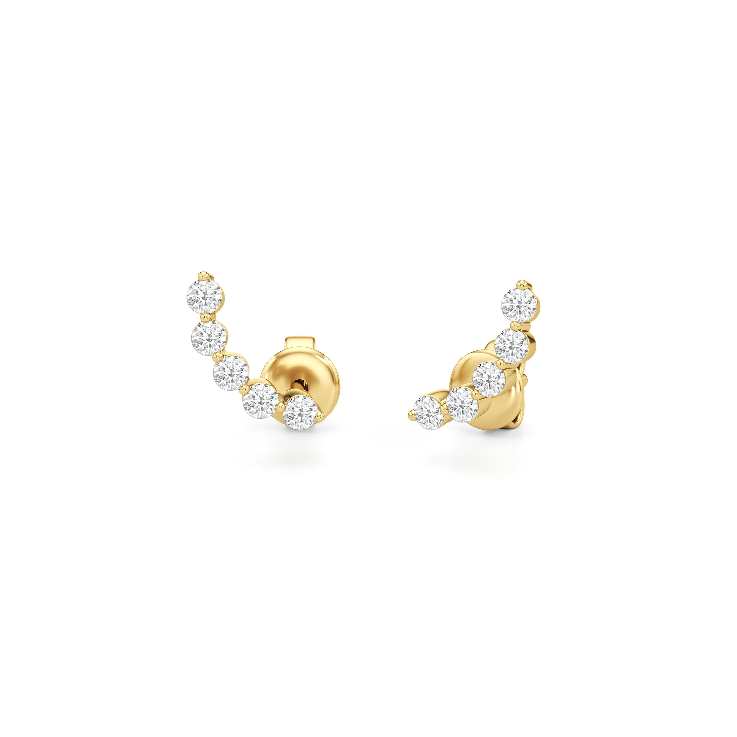 Curved Trail Diamond Climber Earrings