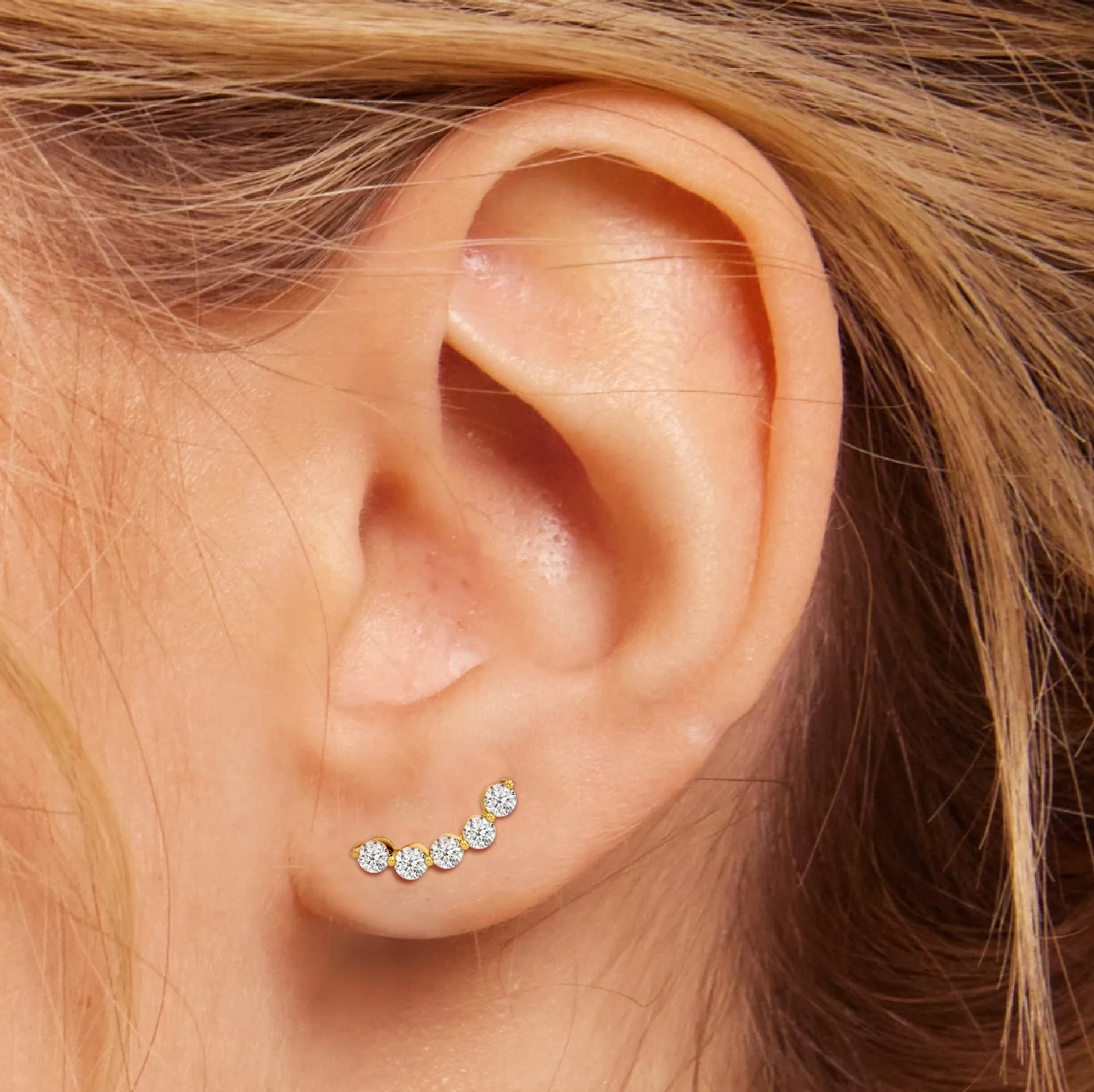 Curved Trail Diamond Climber Earrings